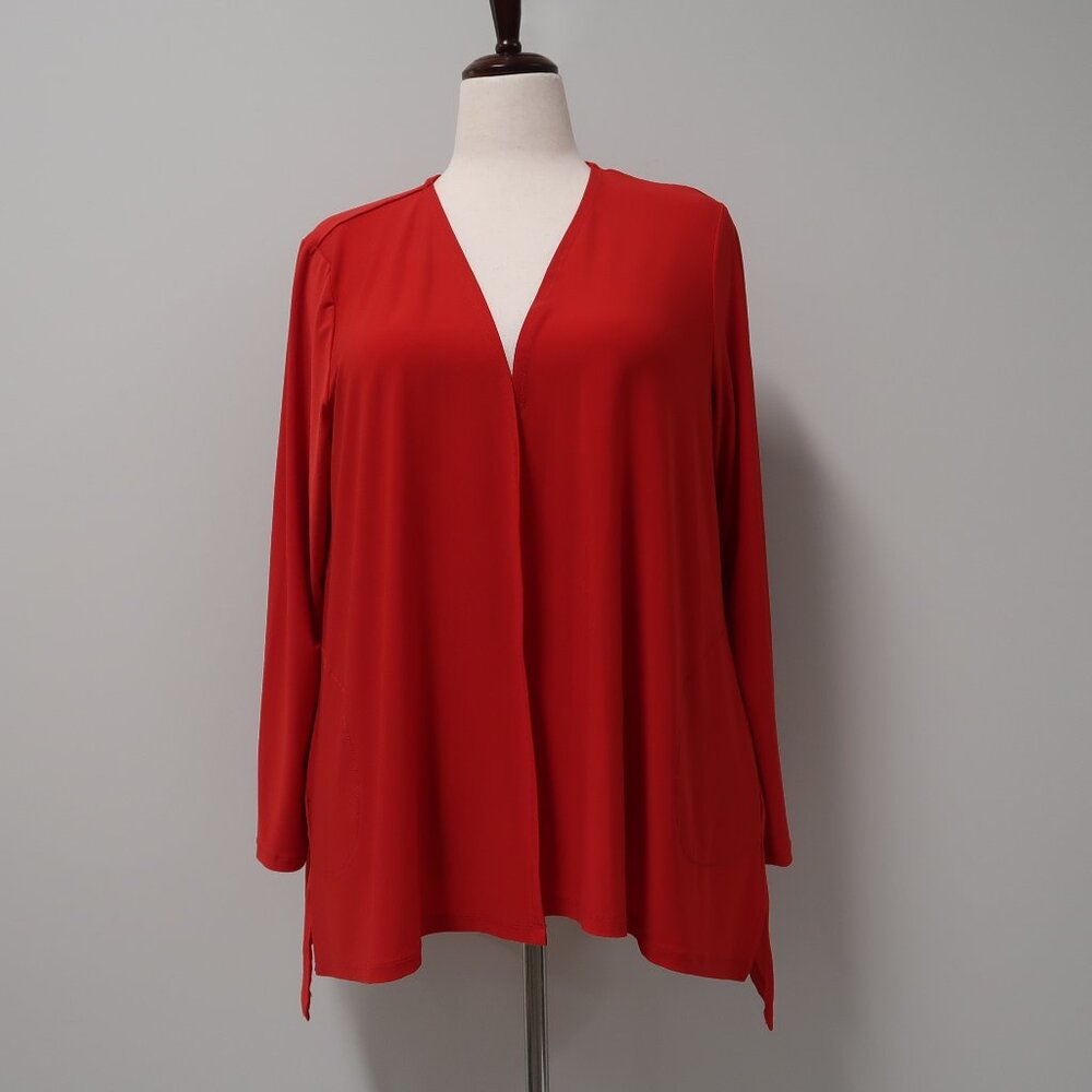 Attitudes by Renee Como Jersey Cardigan Red XL